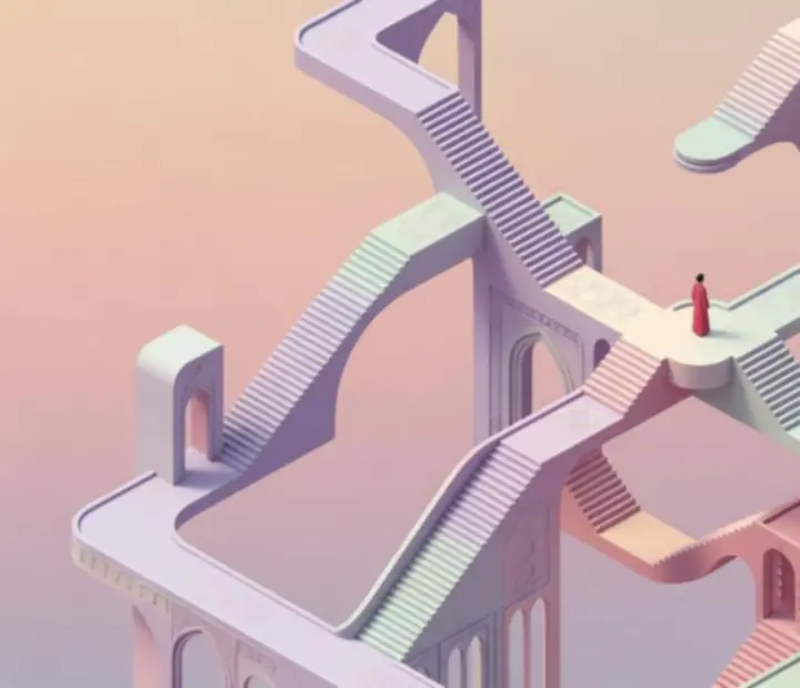 Pastelowa, minimalistyczna kompozycja w stylu Monument Valley