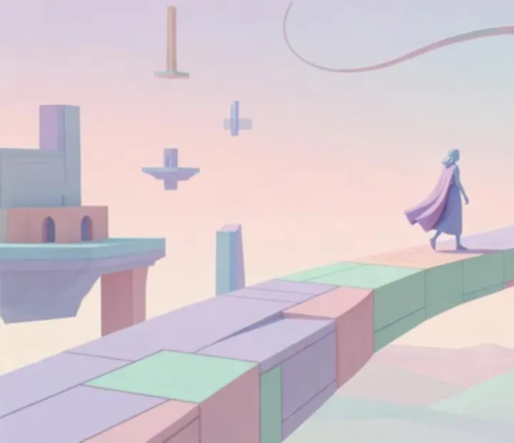 Poetycka scena z Monument Valley z pastelowym pejzażem