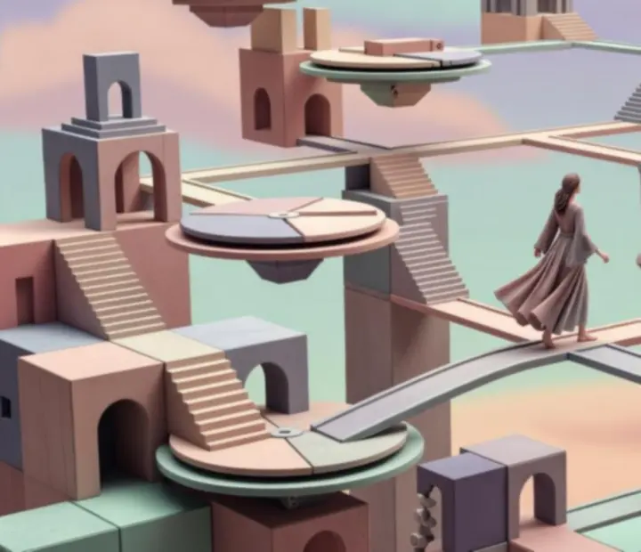 Złożona łamigłówka z monumentalną architekturą w stylu Monument Valley
